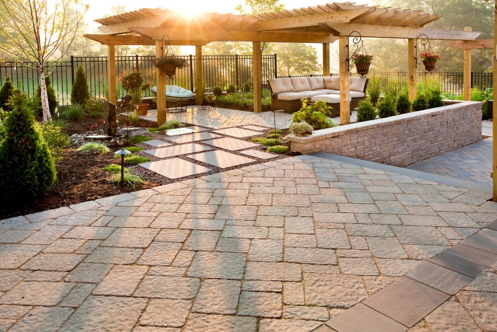 Stone pavement in garden