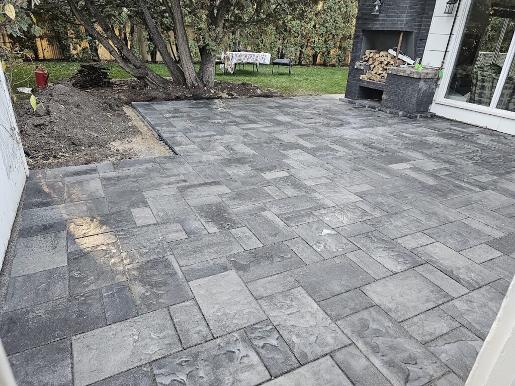 Finished paving stones installation in Saskatoon