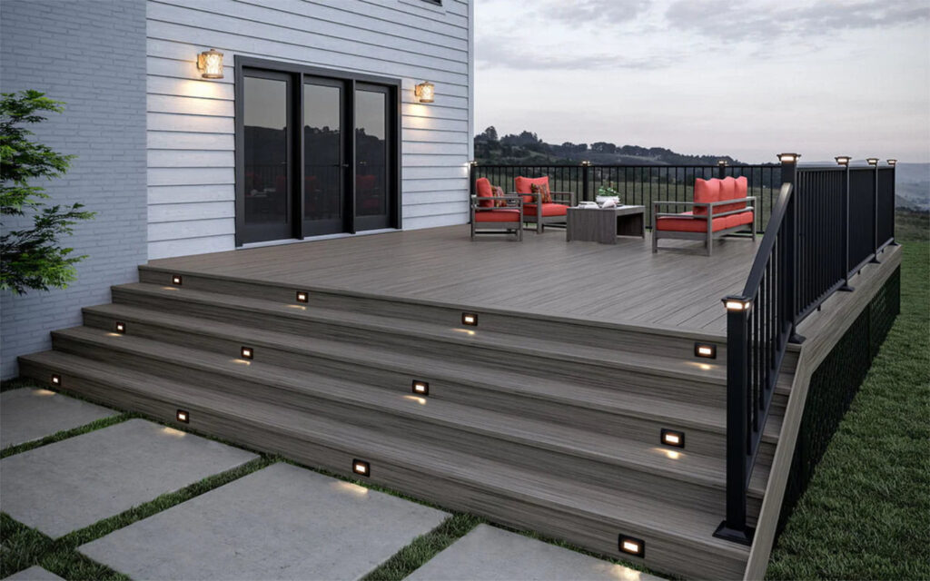 Wooden deck with railings