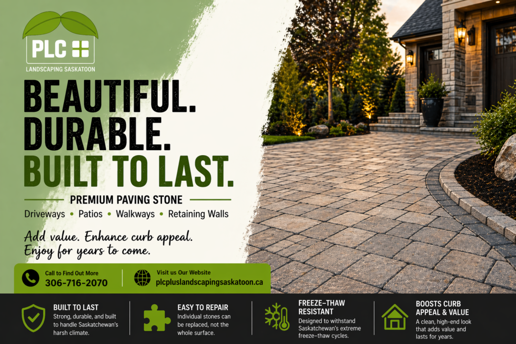 paving stone driveway and patio installation in Saskatoon